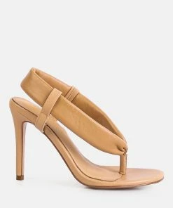 Rag & Co Singles Beige High Heeled Thong Sandals