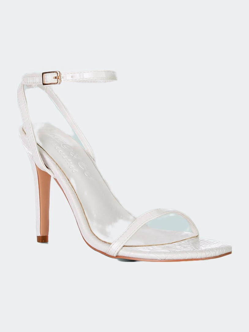 Rag & Co Blondes White Croc High Heeled Sandal - Image 2