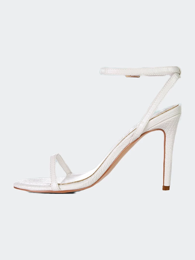Rag & Co Blondes White Croc High Heeled Sandal - Image 3
