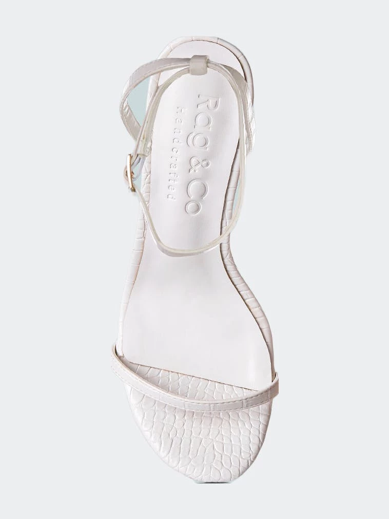 Rag & Co Blondes White Croc High Heeled Sandal - Image 4