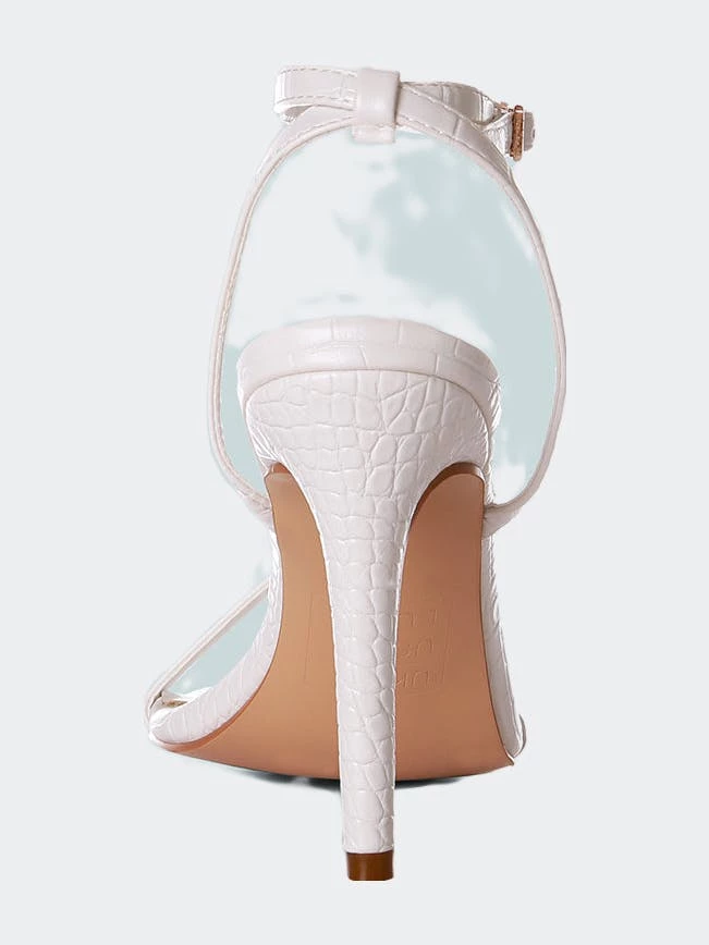 Rag & Co Blondes White Croc High Heeled Sandal - Image 6