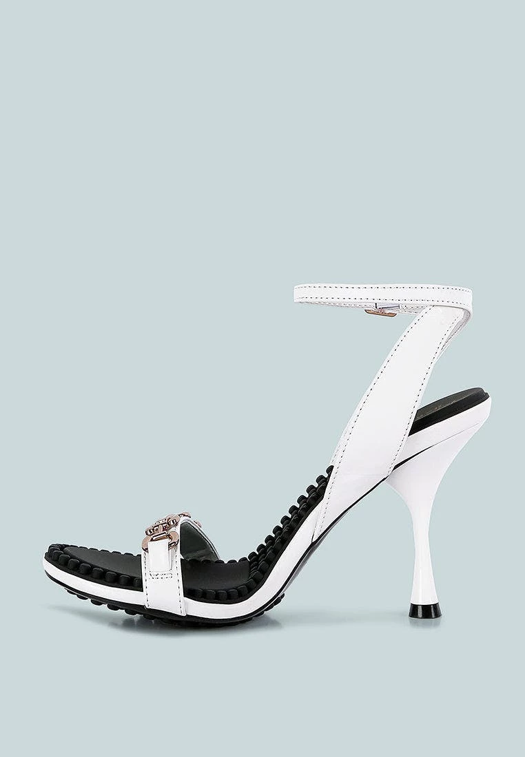 Rag & Co Daenerys White Mid Heeled Sandals - Image 4
