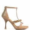 Rag & Co Dakota Latte Metal Chain Mid Heel Sandals