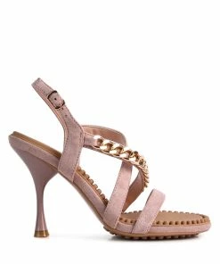 Rag & Co Domeda Latte Metal Chain Mid Heel Sandal