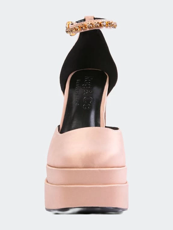 Rag & Co Martini Latte Sky High Rampwalk Satin Sandals - Image 2