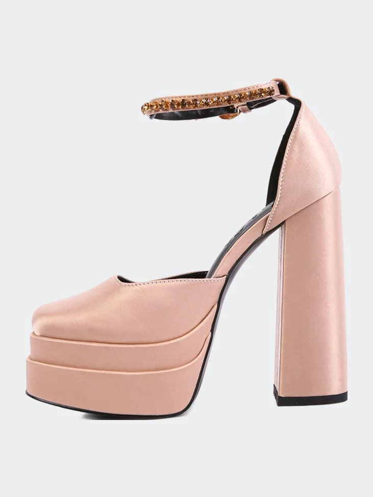 Rag & Co Martini Latte Sky High Rampwalk Satin Sandals - Image 3