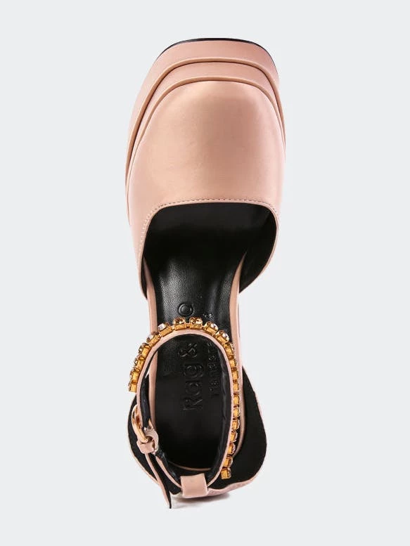 Rag & Co Martini Latte Sky High Rampwalk Satin Sandals - Image 6