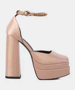 Rag & Co Martini Latte Sky High Rampwalk Satin Sandals