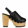 Rag & Co Alona Black Slingback High Block Heeled Clogs