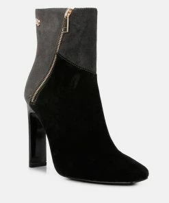 Rag & Co Ezra Black Patchwork Suede Ankle Boots