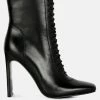 Rag & Co Wyndham Black Lace Up Leather Ankle Boots
