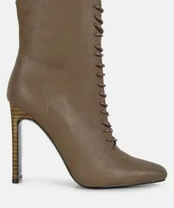 Rag & Co Wyndham Olive Brown Lace Up Leather Ankle Boots