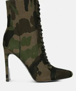 Rag & Co Wyndham Camouflage Lace Up Leather Ankle Boots