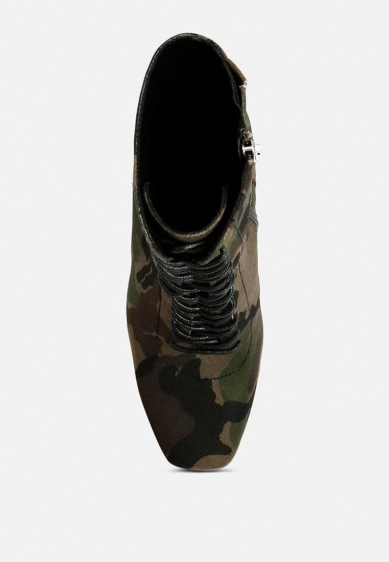 Rag & Co Wyndham Camouflage Lace Up Leather Ankle Boots - Image 3