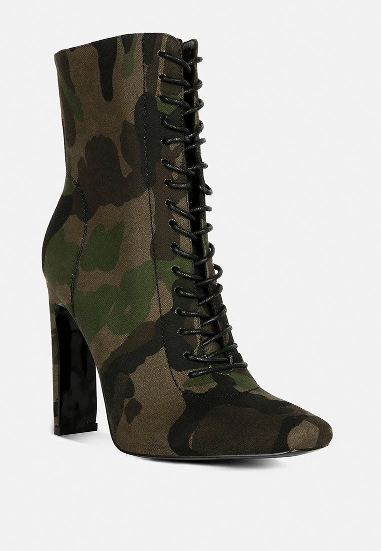 Rag & Co Wyndham Camouflage Lace Up Leather Ankle Boots - Image 4