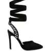 Rag & Co Wallis Black Diamante Embellished Tie Up Stiletto Sandals