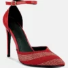 Rag & Co Nobles Red Rhinestone Patterned Stiletto Sandals