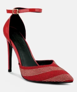 Rag & Co Nobles Red Rhinestone Patterned Stiletto Sandals