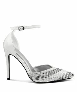 Rag & Co Nobles White High Heeled Patent Diamante Sandals
