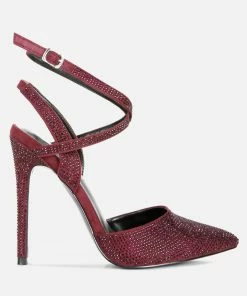 Rag & Co Harmer Rhinestone Embellished Stiletto Sandals In Burgundy