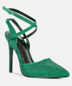 Rag & Co Harmer Rhinestone Embellished Stiletto Sandals In Green