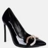 Rag & Co Cktail Buckle Embellished Stiletto Pump Shoes In Black