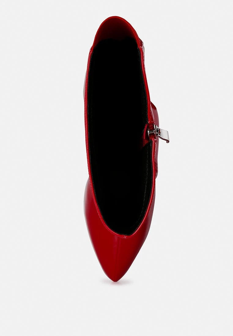 Rag & Co Hatton Red Patent Stiletto High Heeled Calf Boots - Image 6