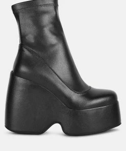 Rag & Co Purnell Black High Platform Ankle Boots