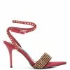 Rag & Co Zurin Burgundy High Heeled Diamante Sandals