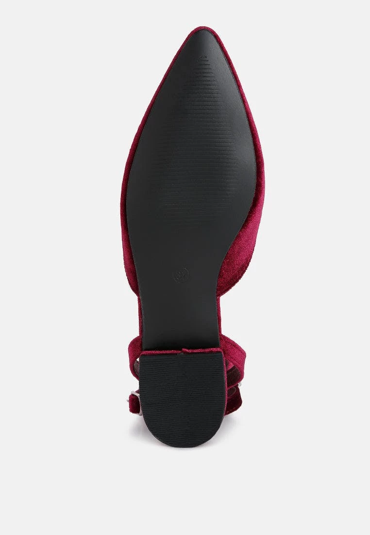 Rag & Co Salome Burgundy Velvet Luxe Jewelled Flat Mules - Image 6