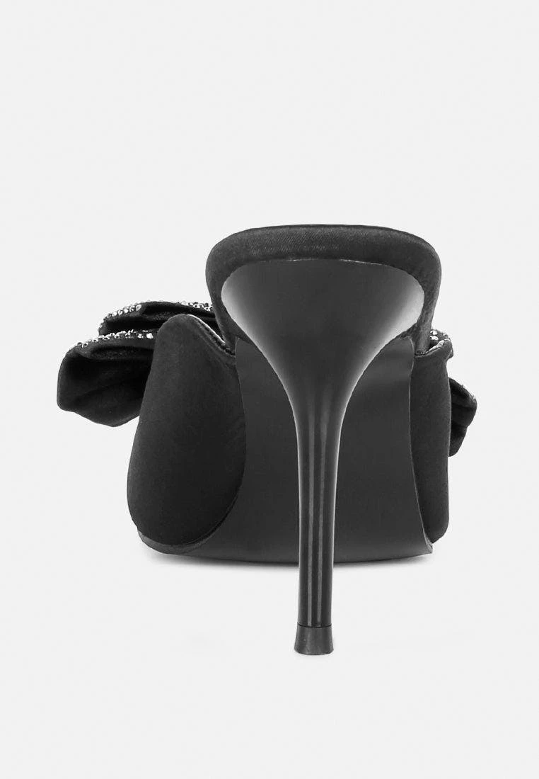 Rag & Co Elisda Black Diamante Bow Heeled Mules - Image 5