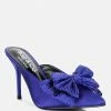 Rag & Co Elisda Blue Diamante Bow Heeled Mules