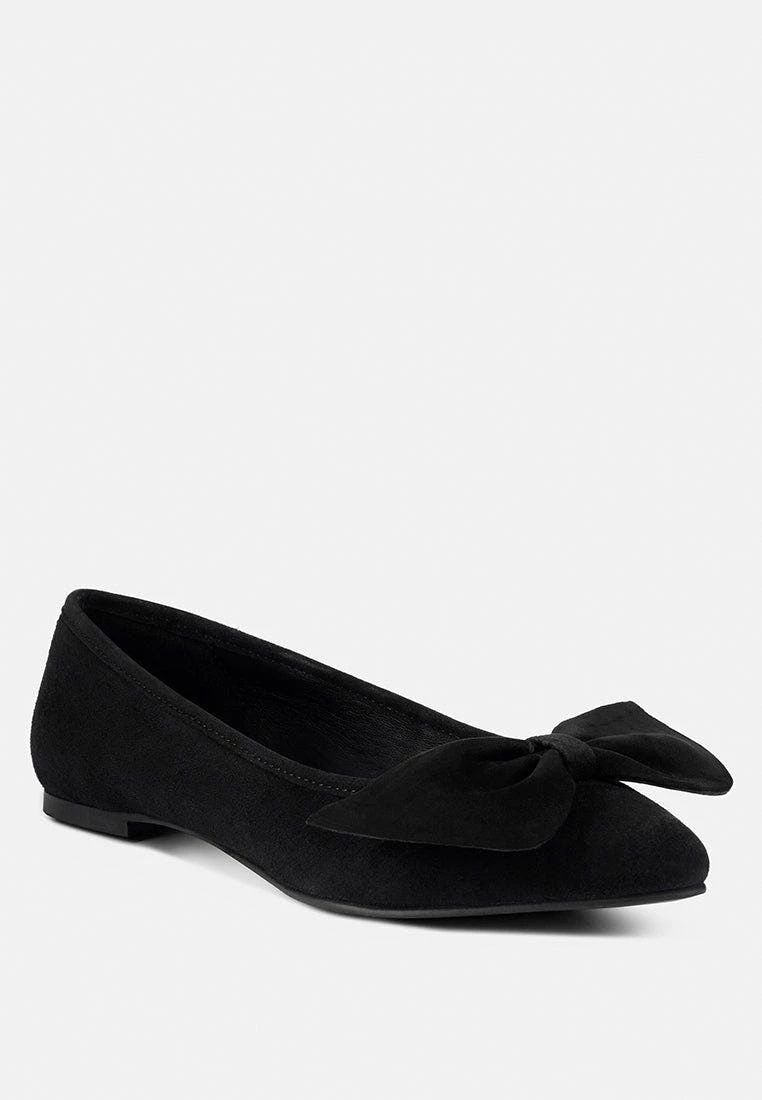 Rag & Co Huckle Black Big Bow Suede Ballerina Flats - Image 3