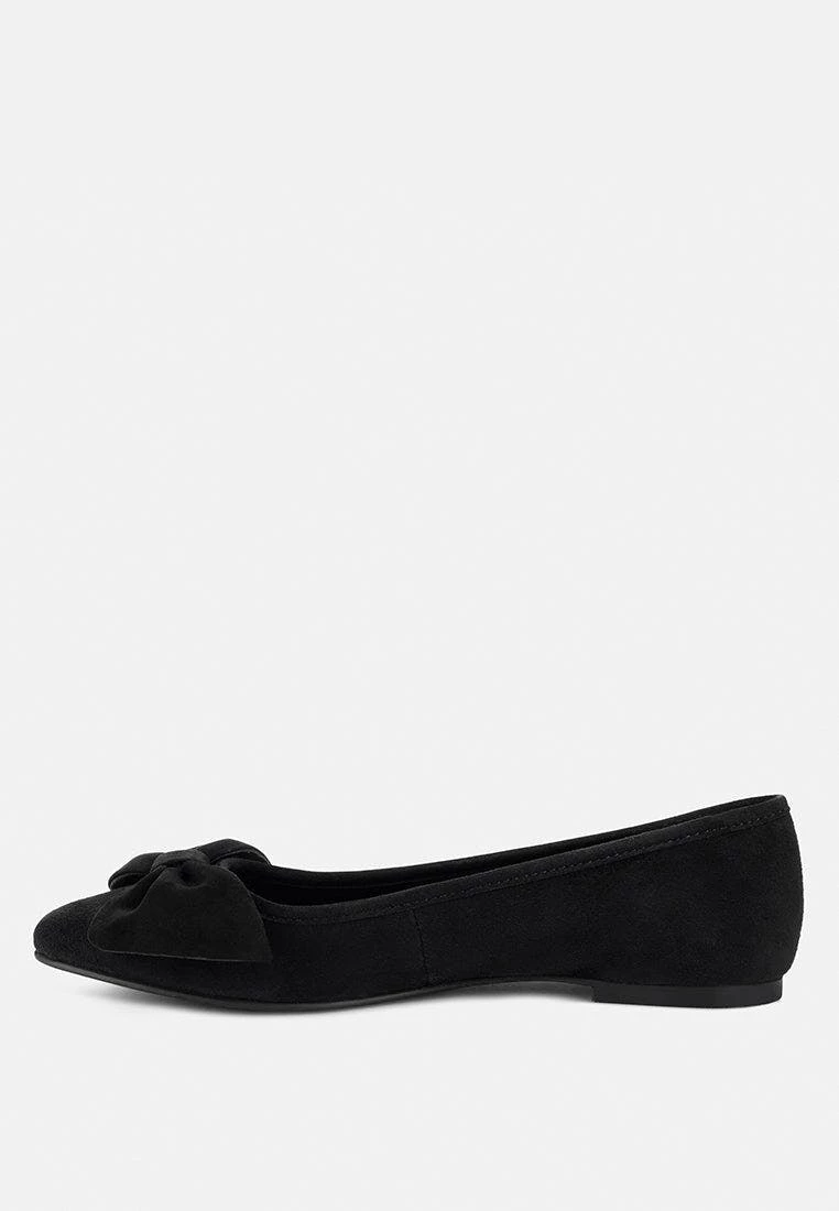 Rag & Co Huckle Black Big Bow Suede Ballerina Flats - Image 4