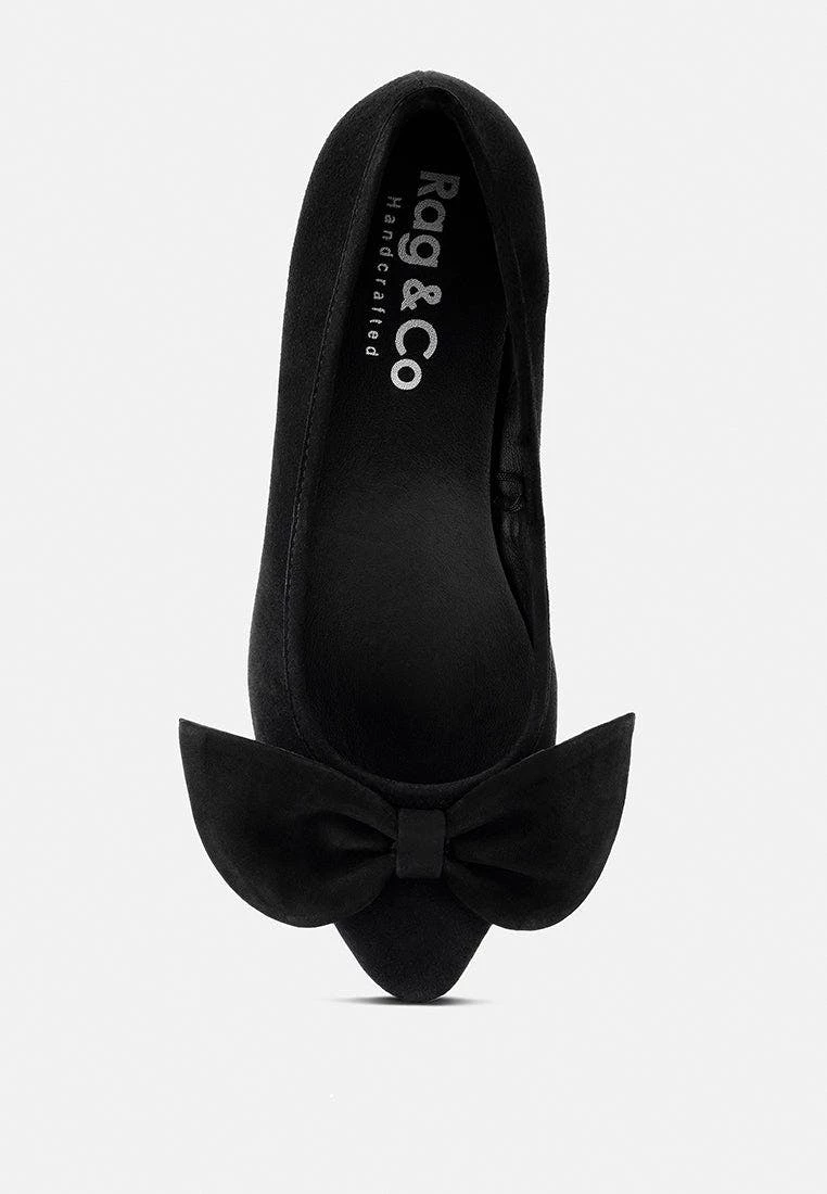 Rag & Co Huckle Black Big Bow Suede Ballerina Flats - Image 6