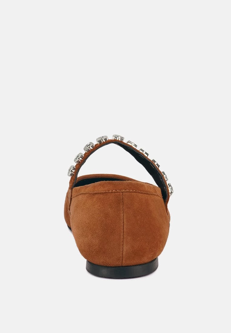 Rag & Co Assisi Tan Fine Suede MaryJane Ballet Flats - Image 5