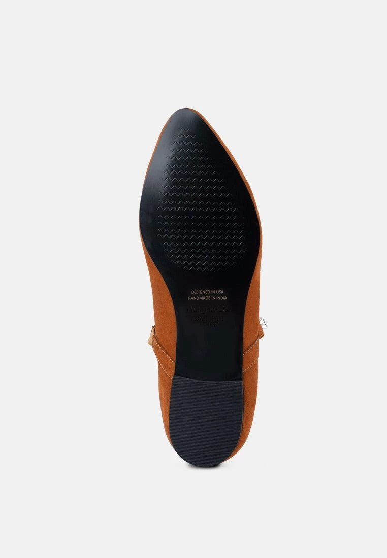 Rag & Co Assisi Tan Fine Suede MaryJane Ballet Flats - Image 7