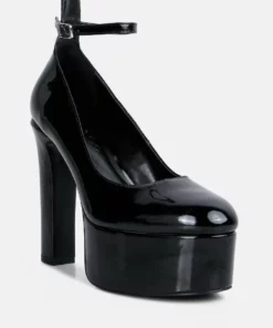 Rag & Co Babe Heaven Patent Pu Maryjane Sandals In Black