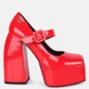 Rag & Co Pablo Red Statement High Platform Heel Mary Jane Sandals