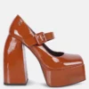 Rag & Co Pablo Tan Statement High Platform Heel Mary Jane Sandals