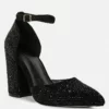 Rag & Co Ulver Rhinestone Embellished Block Heel Sandals In Black