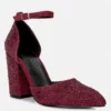Rag & Co Ulver Rhinestone Embellished Block Heel Sandals In Burgundy