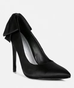 Rag & Co Hornet Black Satin Stiletto Pump Sandals