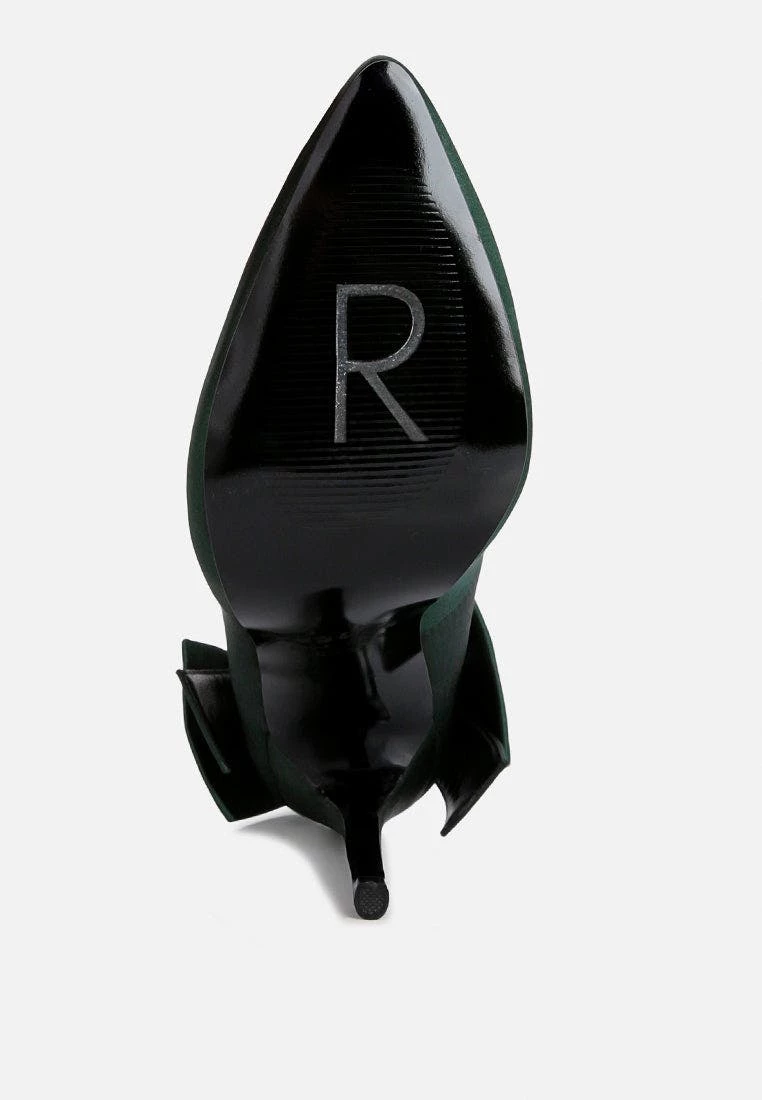 Rag & Co Hornet Green Satin Stiletto Pump Sandals - Image 7