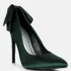 Rag & Co Hornet Green Satin Stiletto Pump Sandals