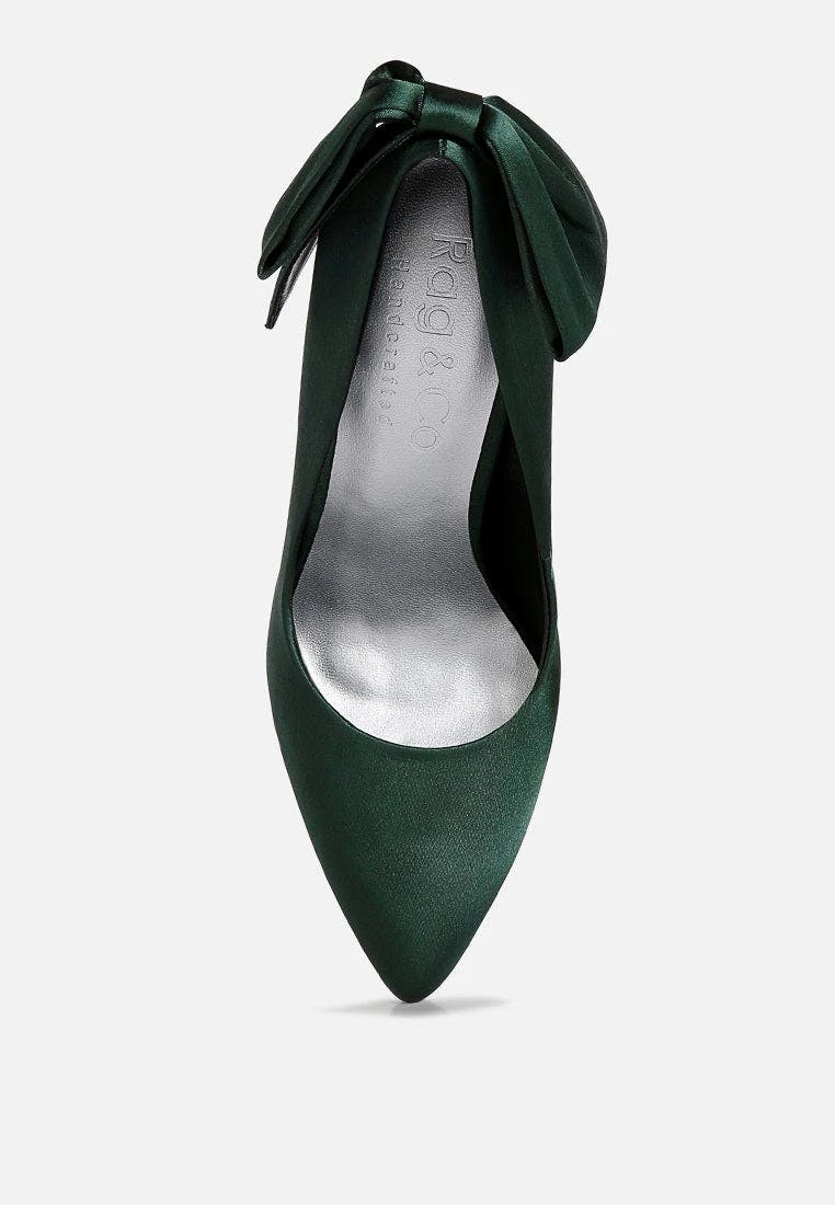 Rag & Co Hornet Green Satin Stiletto Pump Sandals - Image 6