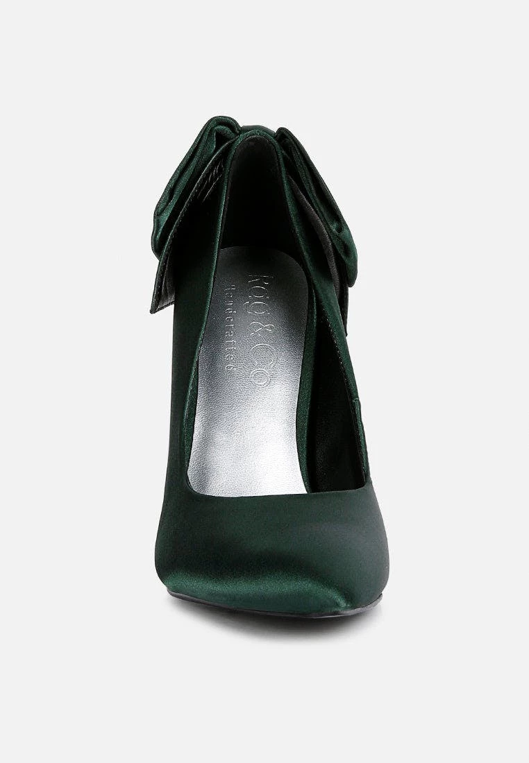 Rag & Co Hornet Green Satin Stiletto Pump Sandals - Image 3