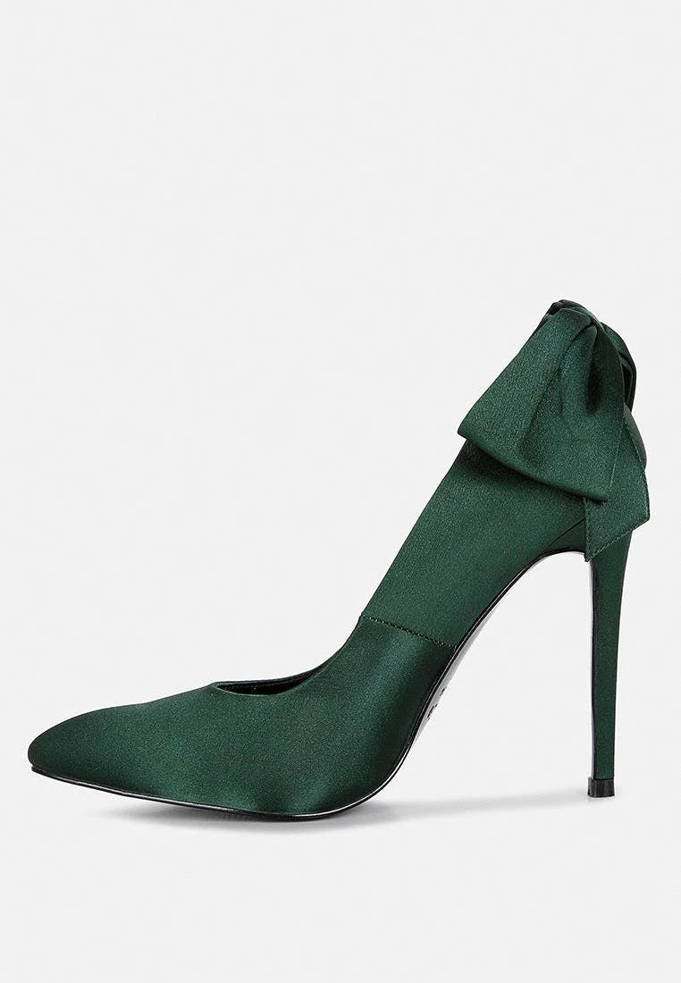 Rag & Co Hornet Green Satin Stiletto Pump Sandals - Image 4