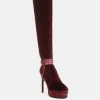 Rag & Co Bison Burgundy High Platform Heeled Long Boots