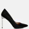 Rag & Co Stakes Black Clear Heel Classic Pump Sandals